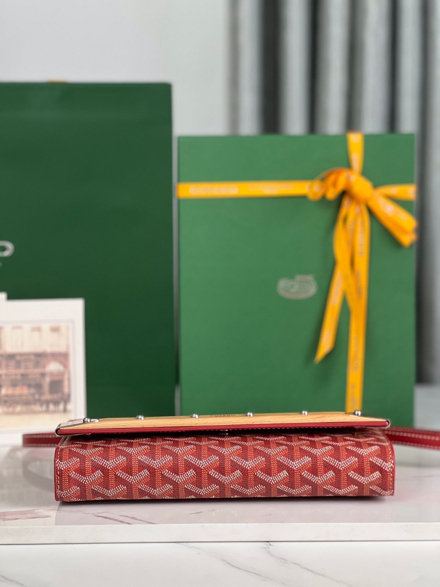 MONTE-CARLO PM CLUTCH 25 IN CLASSIC RED GOYARDINE CANVAS