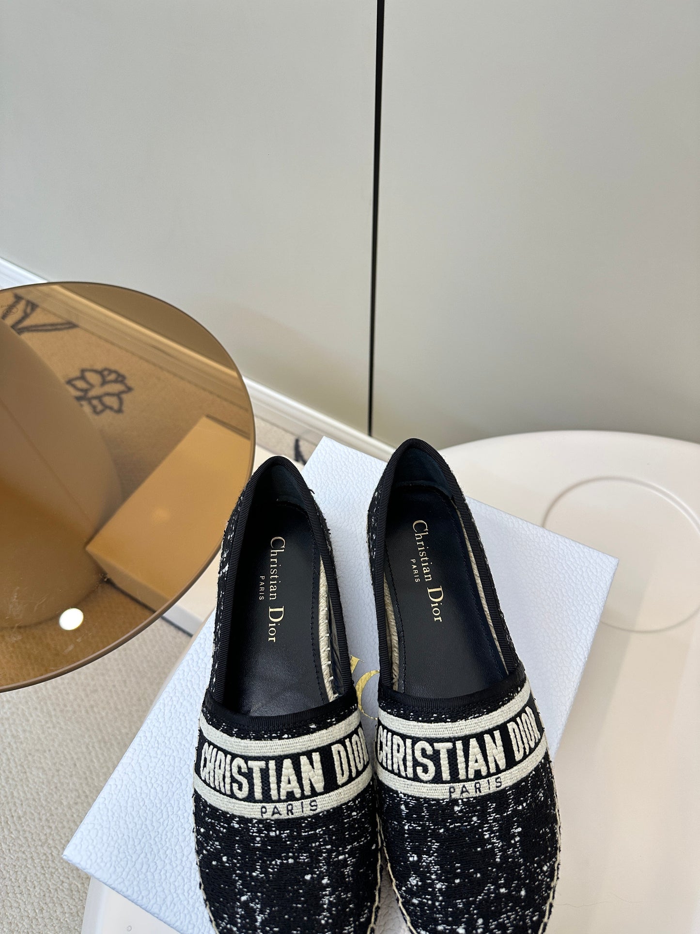 DIOR GRANVILLE ESPADRILLE BLACK OBLIQUE EMBROIDERED COTTON