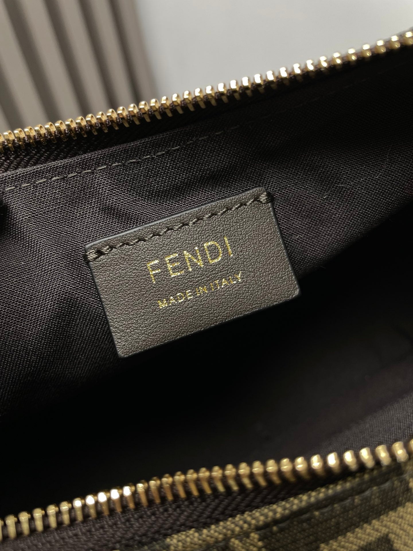 FENDIGRAPHY MEDIUM 29 IN GURKHA JACQUARD FABRIC FF MOTIF GOLD HARDWARE