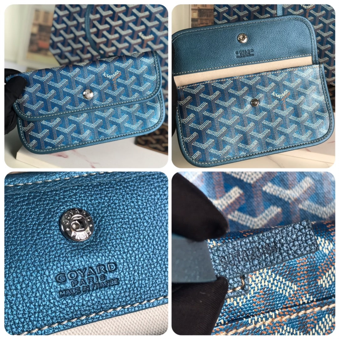 SAINT LOUIS PM 34 IN NAVY BLUE GOYARDINE CANVAS AND CALFSKIN