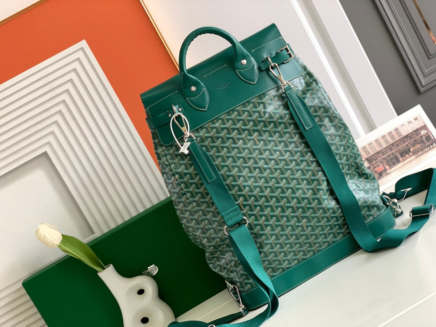 GOYA STEAMER PM BAG 48CM GREEN CANVAS